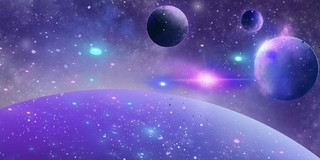 紫色唯美手绘星球星辰背景展板
